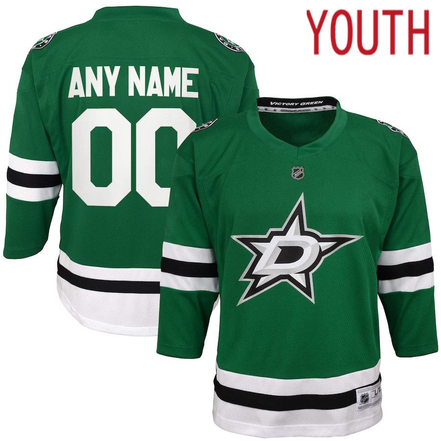 Youth Dallas Stars Green Home Replica Custom NHL Jersey->youth nhl jersey->Youth Jersey